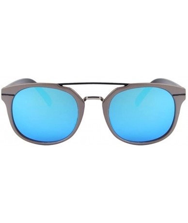 Goggle Women's UV400 Mirror Sunglasses Classic Double-Bridge Rivet Shades Glasses - Blue - C617Z6ZM2TU $9.40