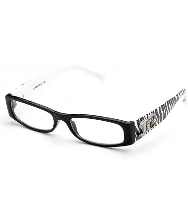 Oval Unisex Clear Plastic High Fashion Rectangular Oval Shape Clear Lens Glasses - Black/Zebra - CK117Q3GVNB $8.67