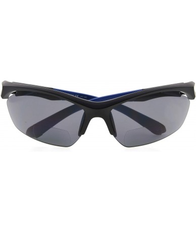Sport Retro Mens Womens Sports Half-Rimless Bifocal Sunglasses - Black Frame/Blue Arm - CT189X65RRE $42.08