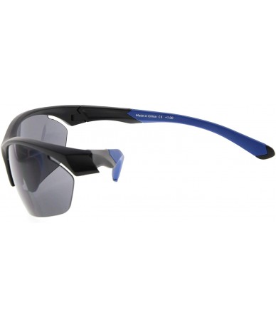 Sport Retro Mens Womens Sports Half-Rimless Bifocal Sunglasses - Black Frame/Blue Arm - CT189X65RRE $17.80