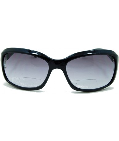 Rectangular Circle Power- Nearly Invisible Line Bifocal Sunglasses - Black - C811JJXWO4B $26.44