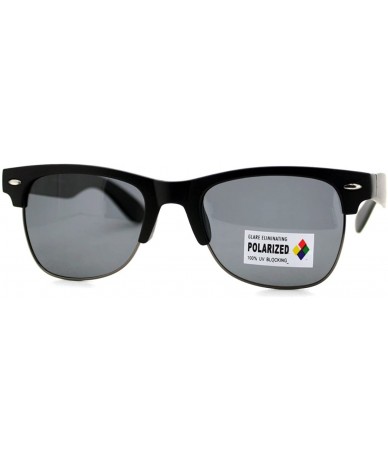Square Polarized Lens Unisex Designer Fashion Short Half Rim UV Block - Matte Black - C0124LVH76F $21.64
