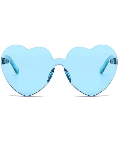 Rimless Heart Shaped Rimless Sunglasses One Pieces Transparent Candy Color Frameless Glasses Love Eyewear - Blue - C818GHEE20...