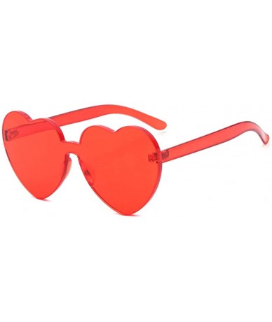 Goggle Candy Colored Lens Rimless Heart Shaped Sunglasses for Women Girls Colorful Shades - Red - CA18IC82933 $23.56