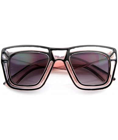 Wayfarer Designer Inspired Fashion Large Bold Translucent Horn Rimmed Style Sunglasses (Pink) - CT11988C05P $19.20