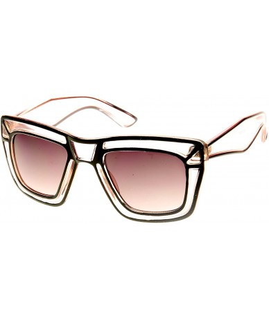 Wayfarer Designer Inspired Fashion Large Bold Translucent Horn Rimmed Style Sunglasses (Pink) - CT11988C05P $9.86