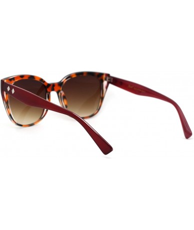 Oversized Womens Thick Oversize Cat Eye Shape Designer Sunglasses - Tortoise Burgundy Brown - CT18YMEKGXZ $9.12