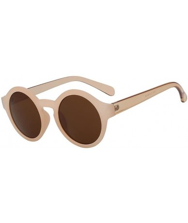 Round Unisex UV400 Retro Vintage Mirror glasses Round Circle Sunglasses Eyewear - Nude F Brown - C318ET7DEX7 $8.36