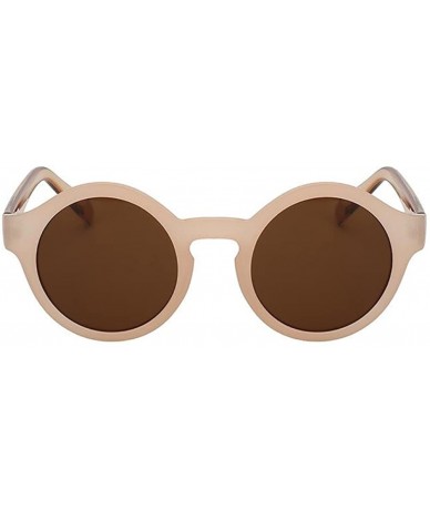 Round Unisex UV400 Retro Vintage Mirror glasses Round Circle Sunglasses Eyewear - Nude F Brown - C318ET7DEX7 $8.36