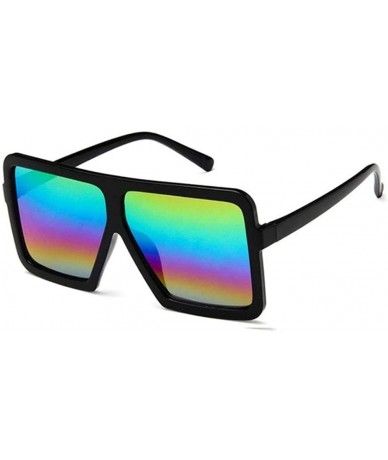 Square Fashion square oversized sunglasses - women - C6 - Black/ Multicolored Mirror - CV18XIEUZ53 $6.95