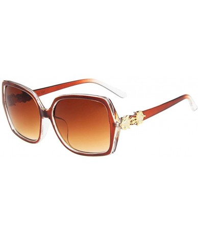 Rectangular Women Sunglasses Fashion Bright Black Drive Holiday Rectangle Non-Polarized UV400 - Brown - CM18RLIZ822 $9.48