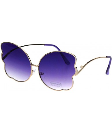 Butterfly Womens Butterfly Frame Sunglasses Gradient Color Lens Curved Temple - Gold (Purple) - CJ18QSXUA9T $20.26