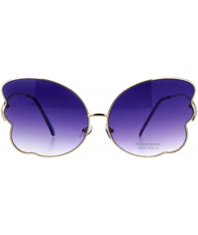Butterfly Womens Butterfly Frame Sunglasses Gradient Color Lens Curved Temple - Gold (Purple) - CJ18QSXUA9T $12.00