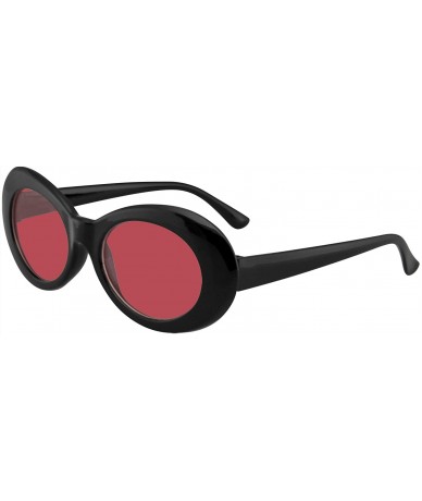 Goggle Retro Round 1990's Fashion Clout Goggle Oval Color Tone Black Sunglasses - Red - CB1965QWD67 $13.71