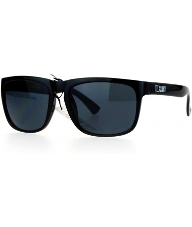 Wayfarer Dark Black Keyhole Horned Sport Horn Rim Mens Sunglasses - Shinny Black - C912EO5PPRL $18.94