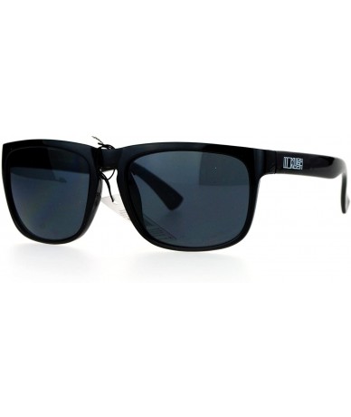 Wayfarer Dark Black Keyhole Horned Sport Horn Rim Mens Sunglasses - Shinny Black - C912EO5PPRL $8.82