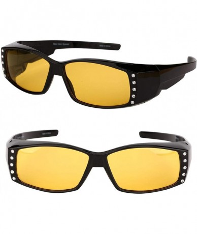 Sport 2 Pair of Night Driving Polarized Sunglasses that Fit Over Prescription Glasses - Black - C91885WK0QA $16.17