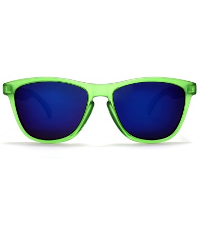Square Polarized New Cool Factor Horned Rim Sunglasses - Green - CW182ETAHNS $7.86