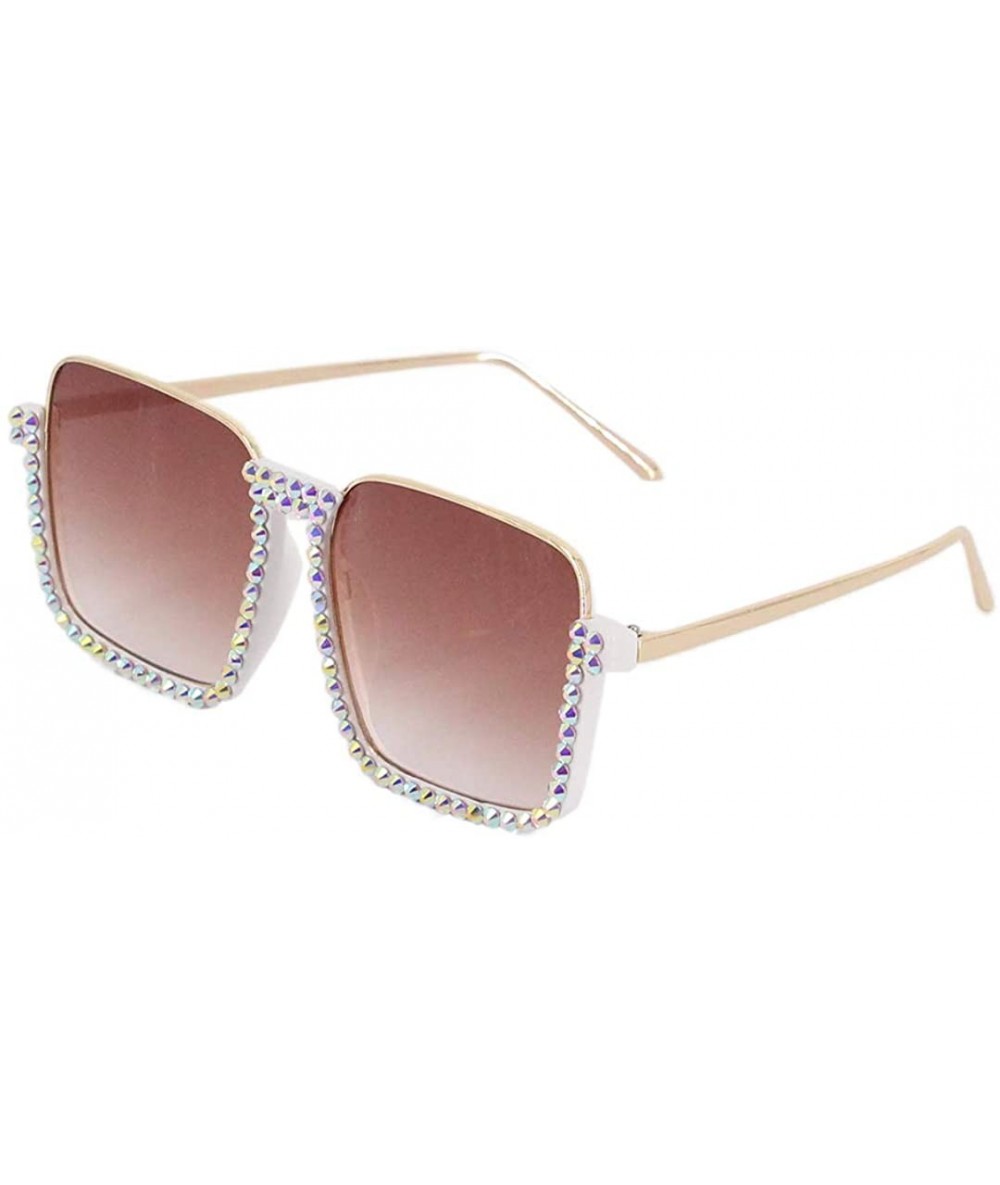 Semi-rimless Fashion Sunglasses for Women - Delicate Square Glasses Matel Frame UV400 Protection - Brown - C818A4GR25L $17.15