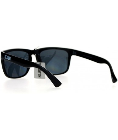 Wayfarer Dark Black Keyhole Horned Sport Horn Rim Mens Sunglasses - Shinny Black - C912EO5PPRL $8.82