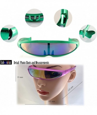 Shield Futuristic Mirror Mono Lens Cyber Robot Metallic Frame Sunglasses A272 - Pink - CQ18RNUI6YY $12.02