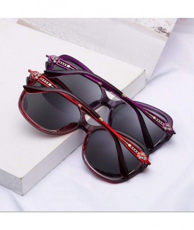 Oversized Round diamond-embellished sunglasses for ladies fashion Polarized Sunglasses - C - CQ18Q88UA6Q $22.49