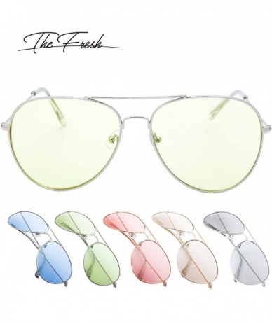 Round Classic Aviator Frame Light Color Lens XL Oversized Sunglasses Gift Box - 5-silver - CC18670DZ7G $21.75