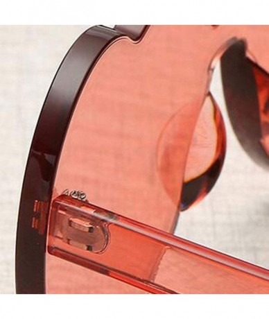 Rimless Unisex Fashion Heart Sunglasses Lightweight Plastic Frame Composite-UV400 Lens Glasses for Outdoor - Hot Pink - CC190...
