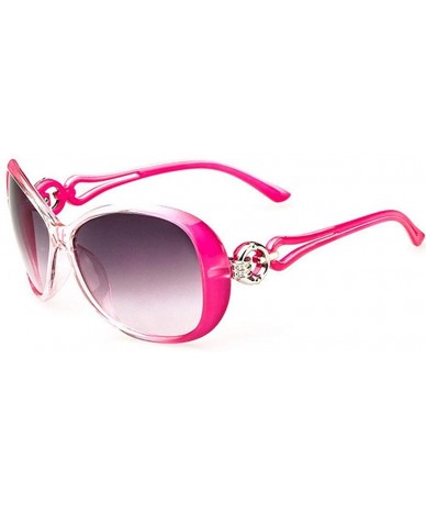 Oval Women Fashion Oval Shape UV400 Framed Sunglasses Sunglasses - Rose Red - CS197HL9C2D $18.87