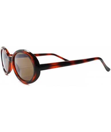 Oval Classic Vintage Fashion Mirrored Lens Round Oval Sunglasses - Black & Brown - CP18934LUC0 $12.81