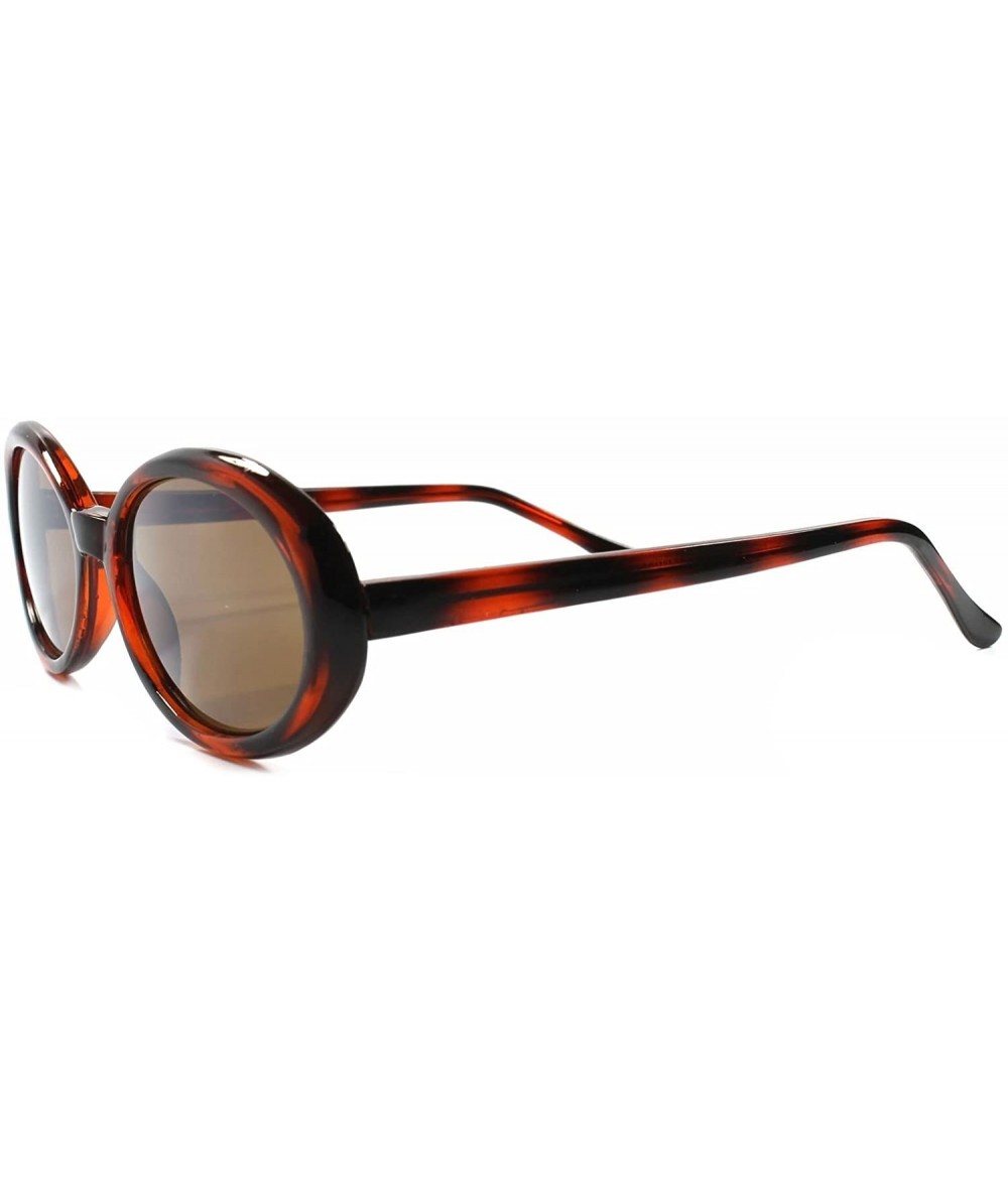 Oval Classic Vintage Fashion Mirrored Lens Round Oval Sunglasses - Black & Brown - CP18934LUC0 $12.81