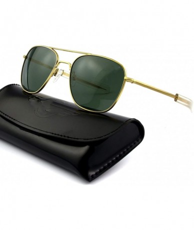 Square Sunglasses Men women vintage American Army Military Optical AO Sun Glasses Oculos - C1sliver Green - CO18TL30KX3 $13.39