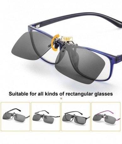 Rimless 2 PACK Unisex Polarized Clip-on Sunglasses over Prescription Glasses- Flip Up Rimless lens for Driving Fishing - CH19...