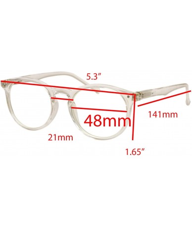 Round shoolboy fullRim Lightweight Reading spring hinge Glasses - Shiny Clear - CF17WXTRHD8 $14.24