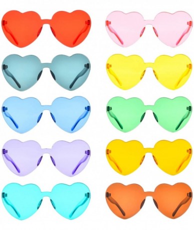 Rimless One Piece Rimless Sunglasses Transparent Candy Color Tinted Eyewear - 10 Pack - CJ18TUQ76R3 $55.48
