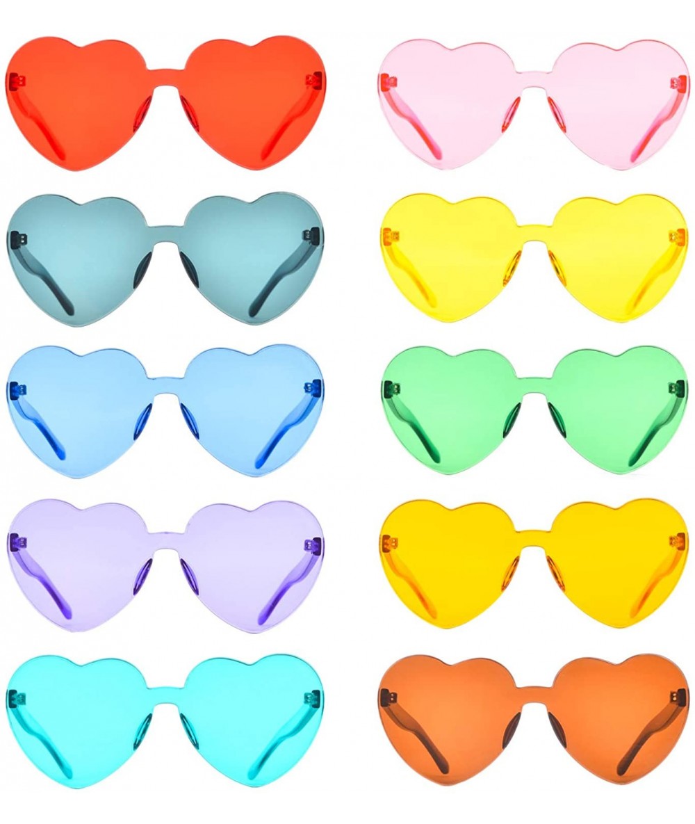Rimless One Piece Rimless Sunglasses Transparent Candy Color Tinted Eyewear - 10 Pack - CJ18TUQ76R3 $25.16