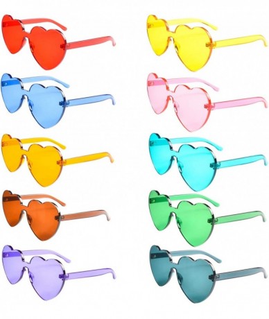 Rimless One Piece Rimless Sunglasses Transparent Candy Color Tinted Eyewear - 10 Pack - CJ18TUQ76R3 $25.16