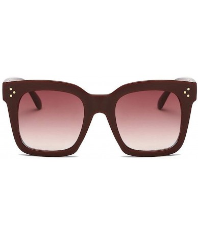 Aviator Top Eyewear Lunette Femme Women Luxury Brand Sunglasses Women Rivet Sun Glasse UV400 - Wine Red - CD18WD79MRS $8.91