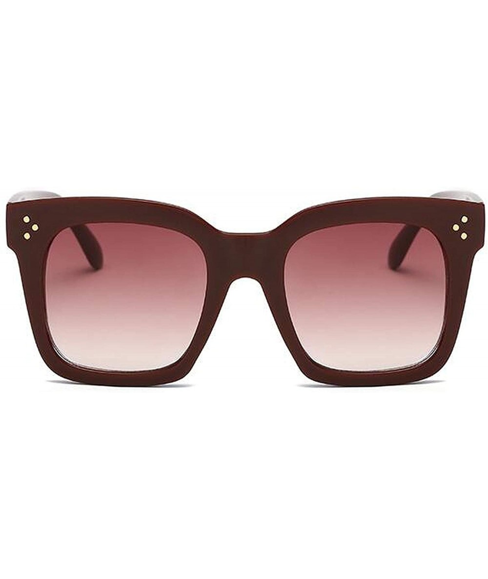 Aviator Top Eyewear Lunette Femme Women Luxury Brand Sunglasses Women Rivet Sun Glasse UV400 - Wine Red - CD18WD79MRS $21.28