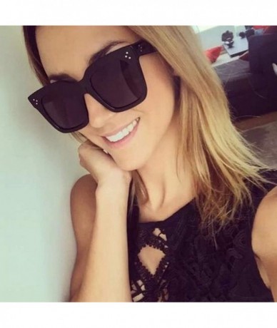 Aviator Top Eyewear Lunette Femme Women Luxury Brand Sunglasses Women Rivet Sun Glasse UV400 - Wine Red - CD18WD79MRS $21.28