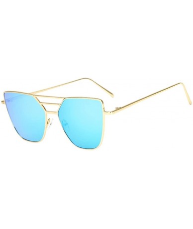Aviator Fashion Mens Women Vintage Irregular Glasses Aviator Mirror Sunglasses - Blue - C018C5E9HHC $7.77