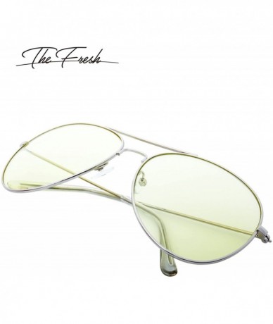 Round Classic Aviator Frame Light Color Lens XL Oversized Sunglasses Gift Box - 5-silver - CC18670DZ7G $21.75