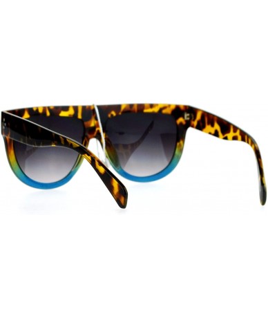 Round Unisex Designer Fashion Sunglasses Flat Top Ombre 2-tone Frame UV400 - Tortoise Blue - CL188I0IGZR $13.84