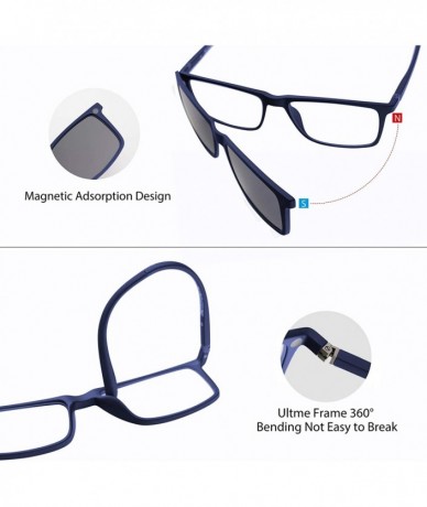 Sport Sunglasses Polarized Protection Eyeglasses - Five-in-one Magnetic Glasses Set - Blue Frame - CH1923ZQKXN $25.03