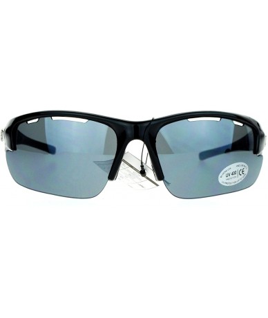 Sport UV 400 Protection Sunglasses Mens Half Rim Sports Wrap Frame Air Vent - Black - CO188XGWC6X $9.15