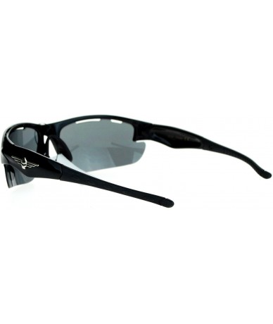 Sport UV 400 Protection Sunglasses Mens Half Rim Sports Wrap Frame Air Vent - Black - CO188XGWC6X $9.15
