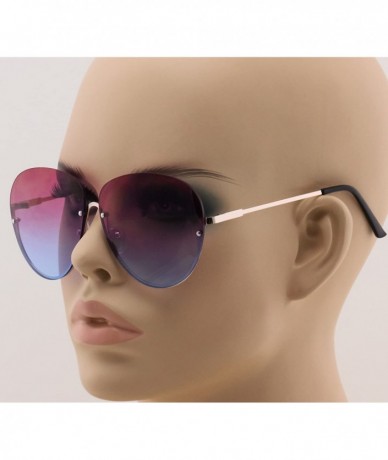Aviator Semi Rimless Oceanic Lens Metal Frame Mens Womens Aviator Sunglasses - Purple/Blue - CL11HW4ZKLX $8.31