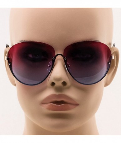 Aviator Semi Rimless Oceanic Lens Metal Frame Mens Womens Aviator Sunglasses - Purple/Blue - CL11HW4ZKLX $8.31