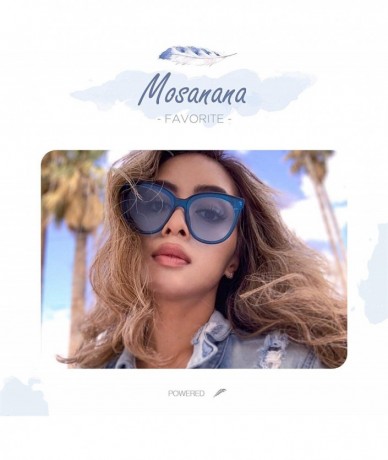 Round Fashion Cat Eye Sunglasses for Women Oversized Style MS51802 - Blue Frame/Transparent Blue Lens - CW18RO3MUYC $13.95