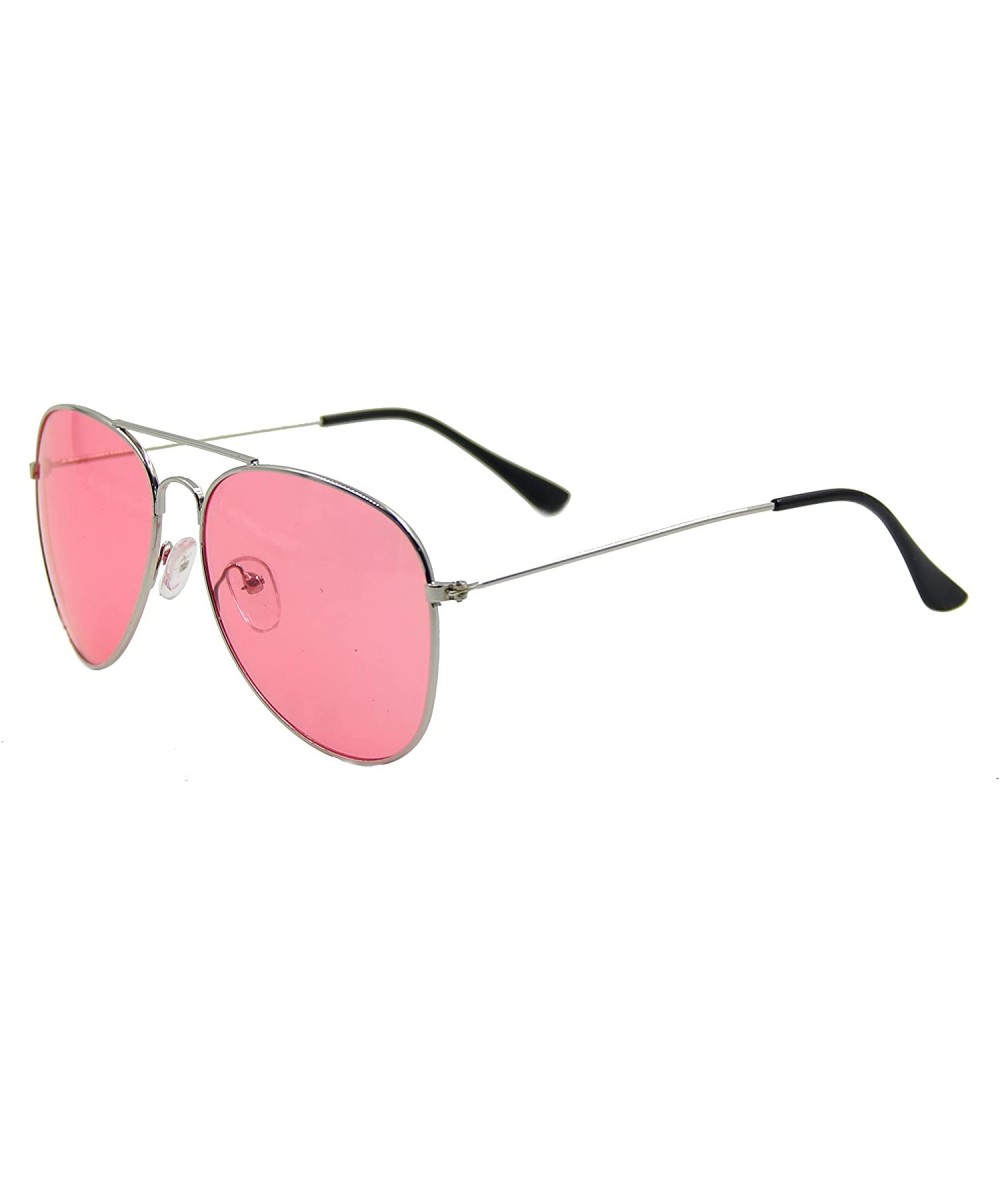 Aviator Sunglasses Men's Ladies Fashion 80s Retro Style Designer Shades UV400 Lens Unisex - Pink - C811LDQEIW3 $12.55